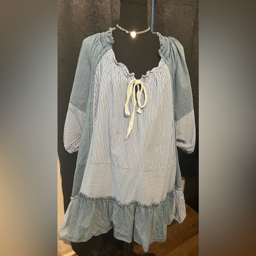 Free People Blue and White Striped Dress